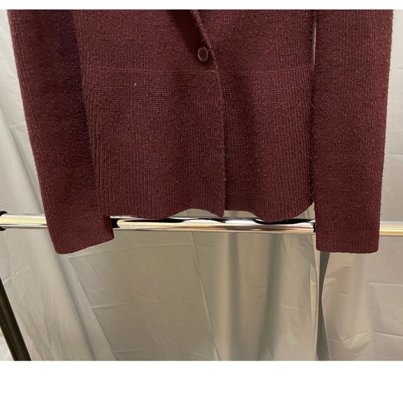 H&M Knit Cardigan (Burgundy red) peplum & shawl collar - Picture 6 of 6